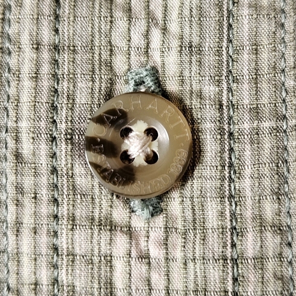 Carhartt Short Sleeve Cotton Utility Work Shirt in Sage Green Stripe Size Medium - Picture 4 of 10